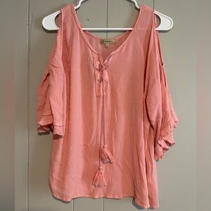Peach Cold Shoulder Top